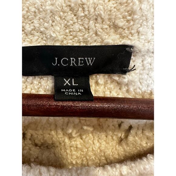J.Crew Cotton-Blend Bouclé Cable Knit Sweater XL Wide Sleeve Fuzzy Soft - Picture 10 of 12